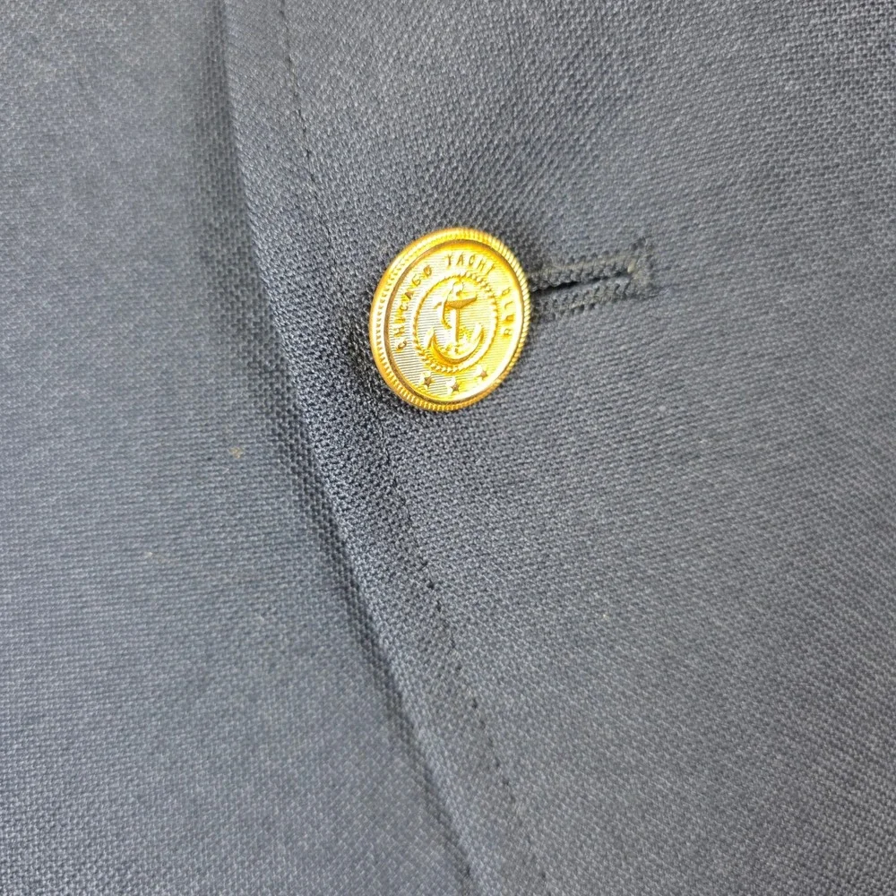Hart Schaffner Marx Blazer Mens 40R Navy Blue Chicago Yacht Club Vintage Gold